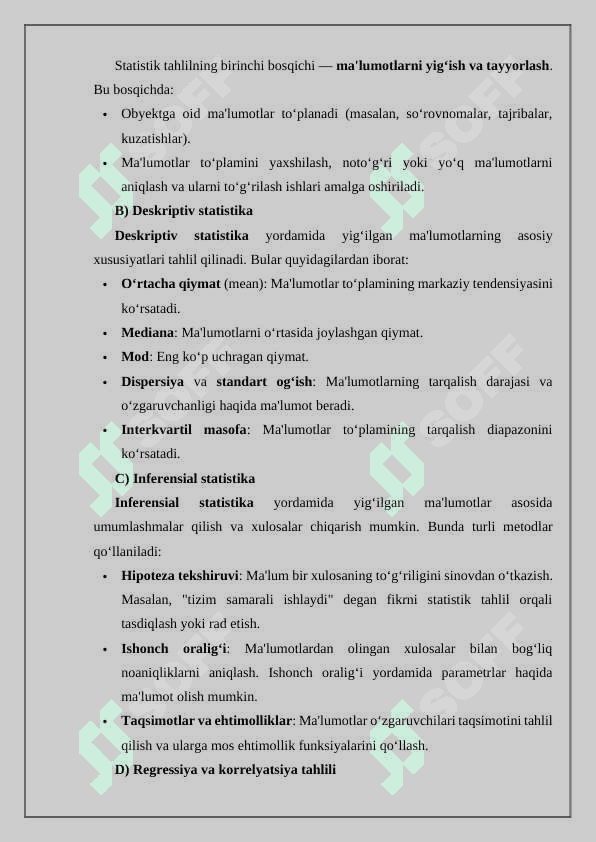 Rostlash obyektini statistik tahlili 3