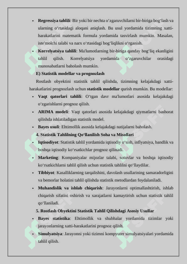 Rostlash obyektini statistik tahlili 4