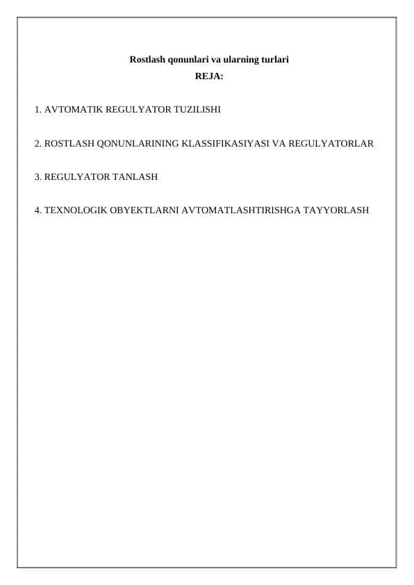 Rostlash qonunlari va ularning turlari