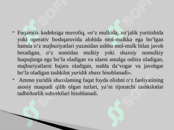Korxona - mustaqil xo‘jalik faoliyatini yurituvchi bozor sub’ekti 6