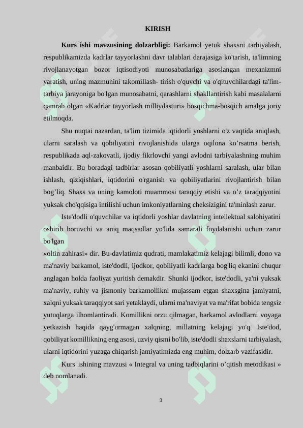 Integral va uning tadbiqlarini o’qitish metodikasi 3