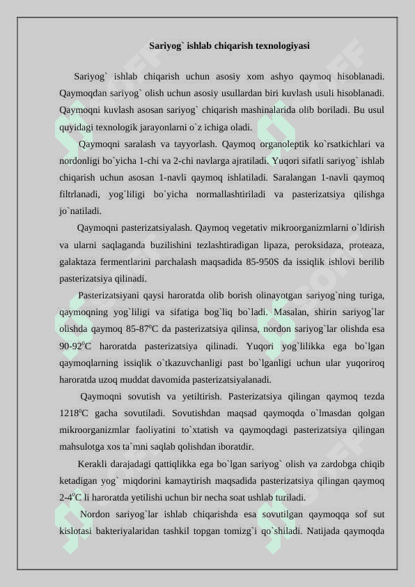 Saryog` ishlab chiqarish texnologiyasi 2