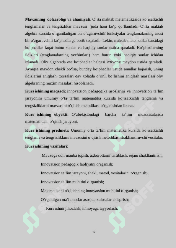 Hosilaning funksiyani tekshirishga tatbiqi mavzularini oʻqitish metodikasi 6