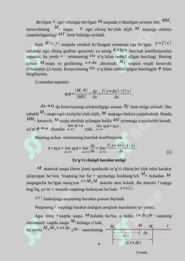 Hosilaning funksiyani tekshirishga tatbiqi mavzularini oʻqitish metodikasi 8