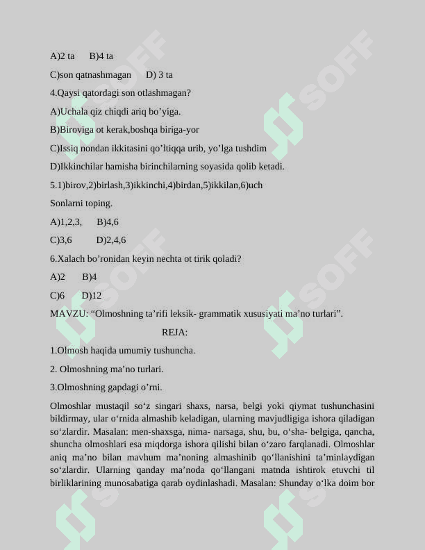 Sonning ta’rifi, leksik-grammatik xususiyati va turlari 3