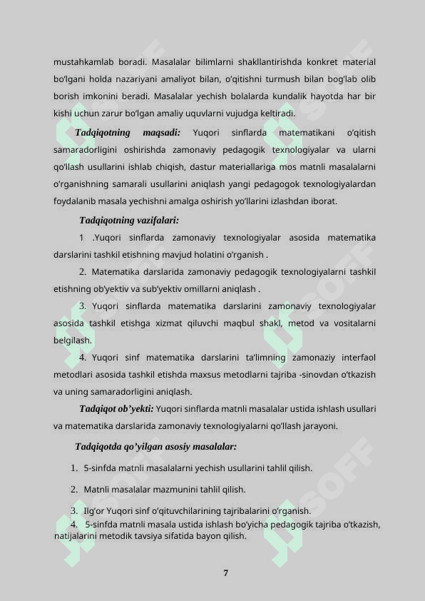 Matnli masalarni yechishga o’rgatish metodikasi 5