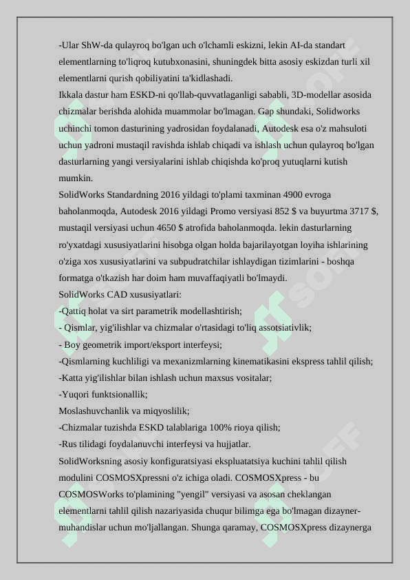 SolidWorks tizimida o‘lchamlarni aniqlash. Parametrik o’lchovlar 3