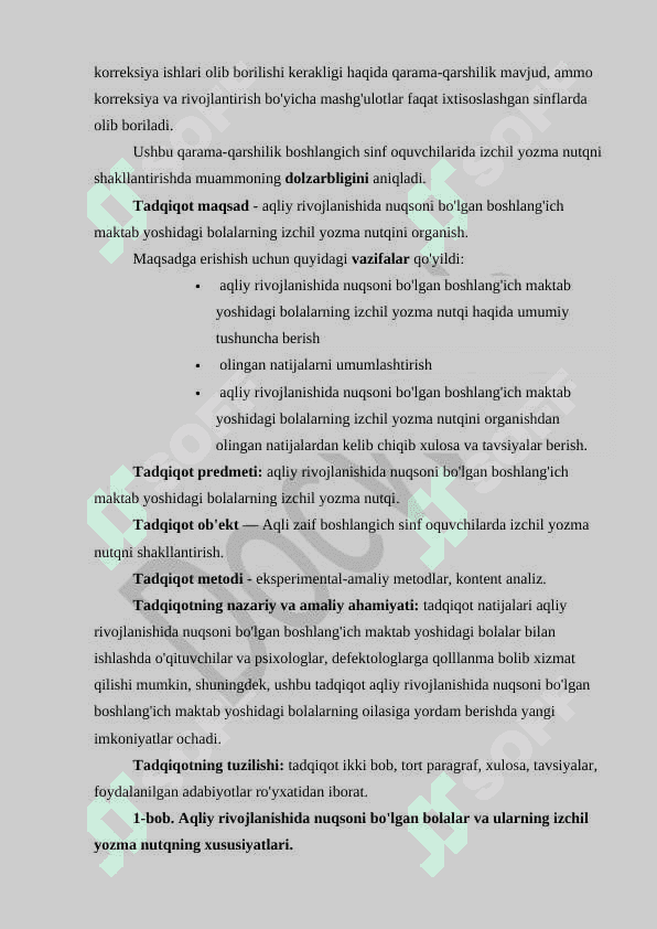 Aqliy rivojlanishida nuqsoni bo'lgan boshlangich sinf oquvchilarda izchil yozma nutqni shakllantirish 4