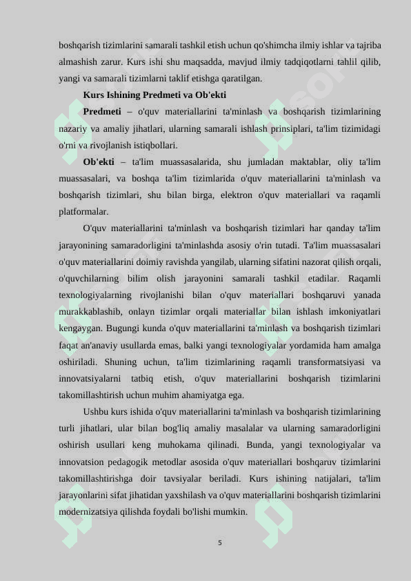 O'QUV MATERIALLARINI TA'MINLASH VA BOSHQARISH TIZIMLARI 5