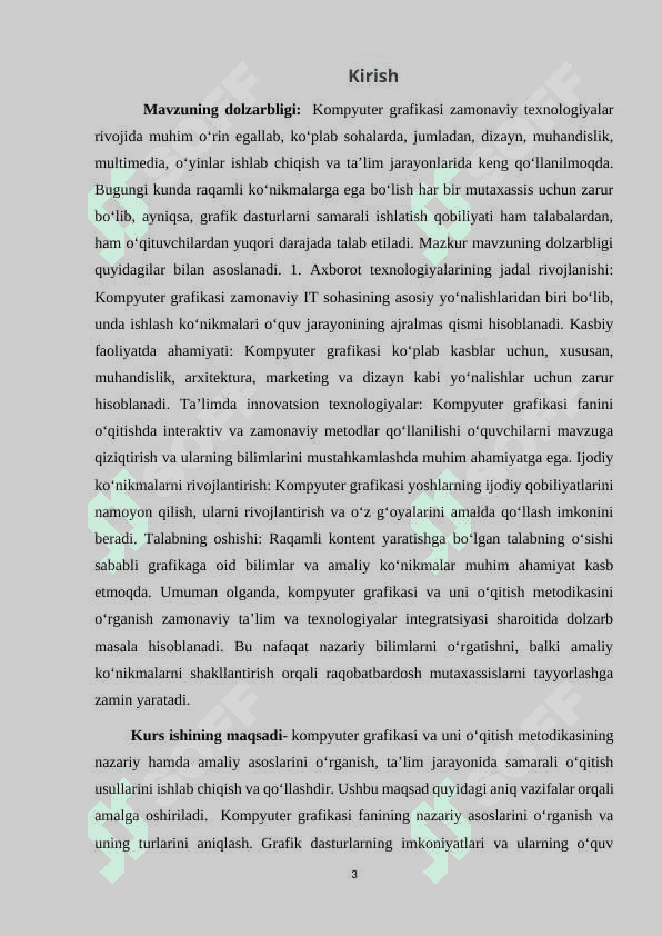 Kompyuter grafikasi va uning o`qitish metodikasi 3