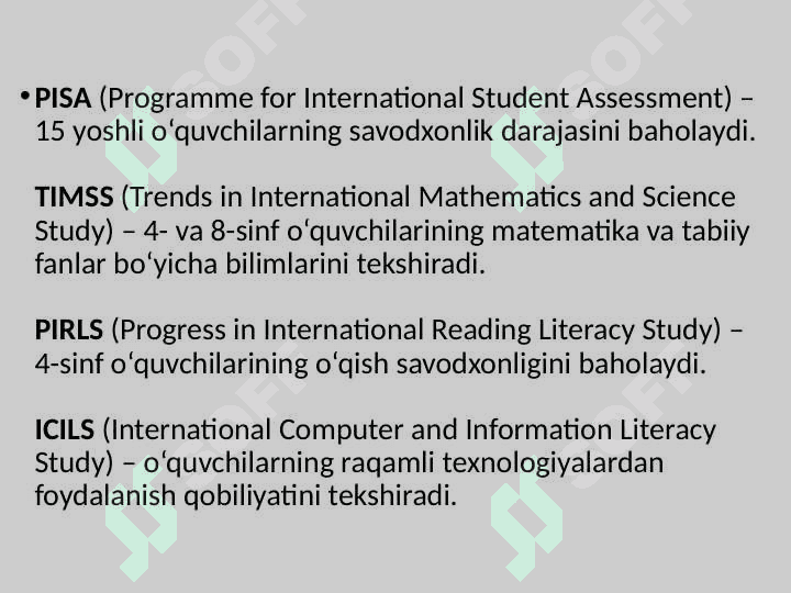 Xalqaro baholash dasturlari va PISA topshiriqlari 3