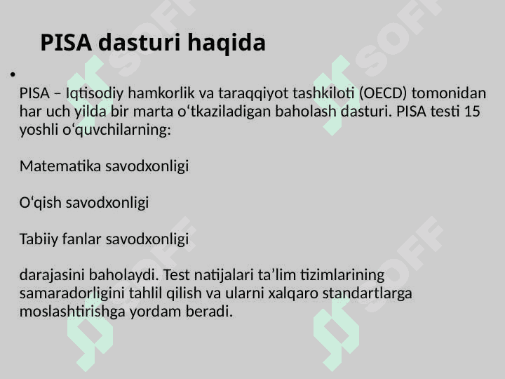 Xalqaro baholash dasturlari va PISA topshiriqlari 4