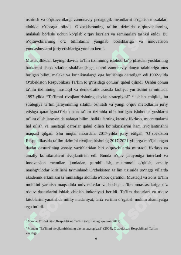 OʻZBEKISTON RESPUBLIKASIDA TA’LIM TARBIYAGA YANGICHA YONDASHUV 6