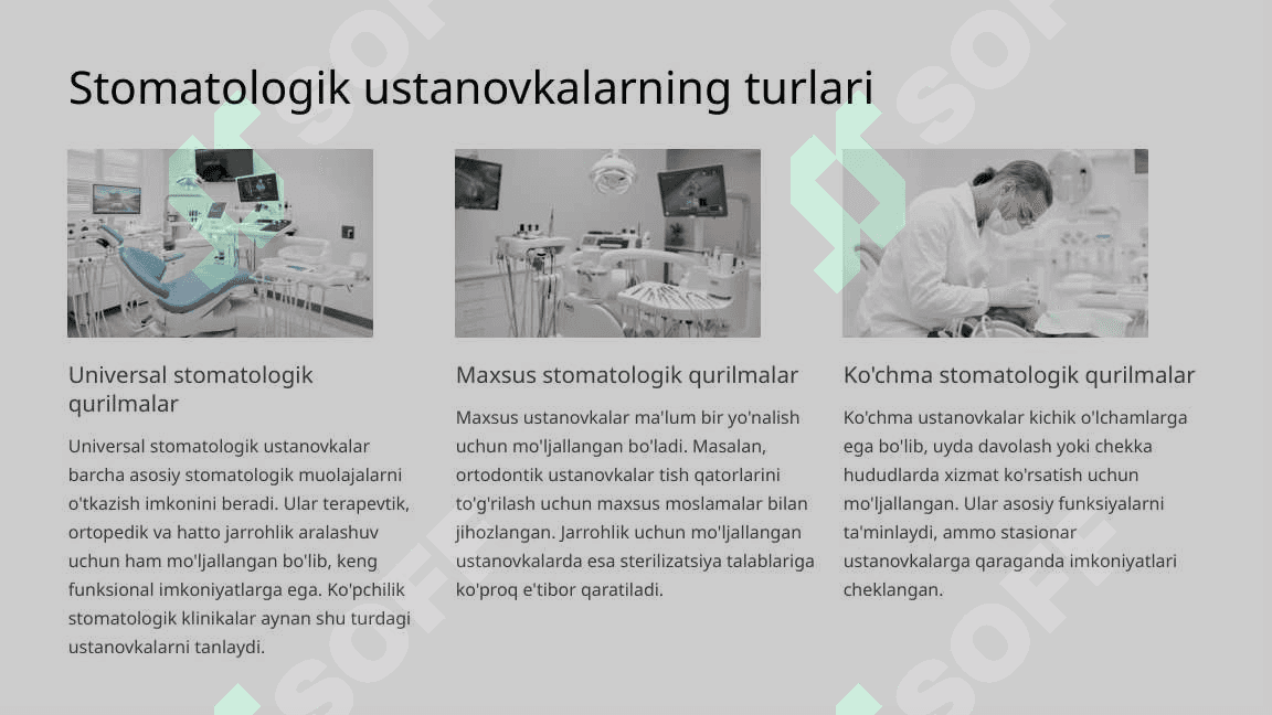 Stomatologik qurilmalar. Tasnifi. Xususiyatlari. 5