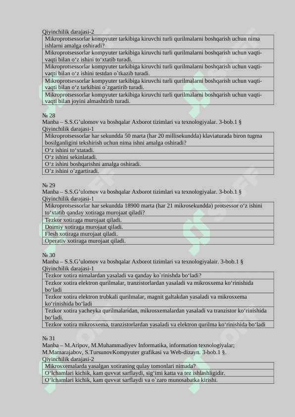 Kompyuter ta'minoti test 6