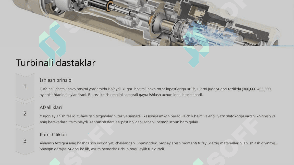 Stomatologiyada qo‘llaniladigan dastalar va dastaklar turlari. Ularni o‘rnatish qoidalari. 5
