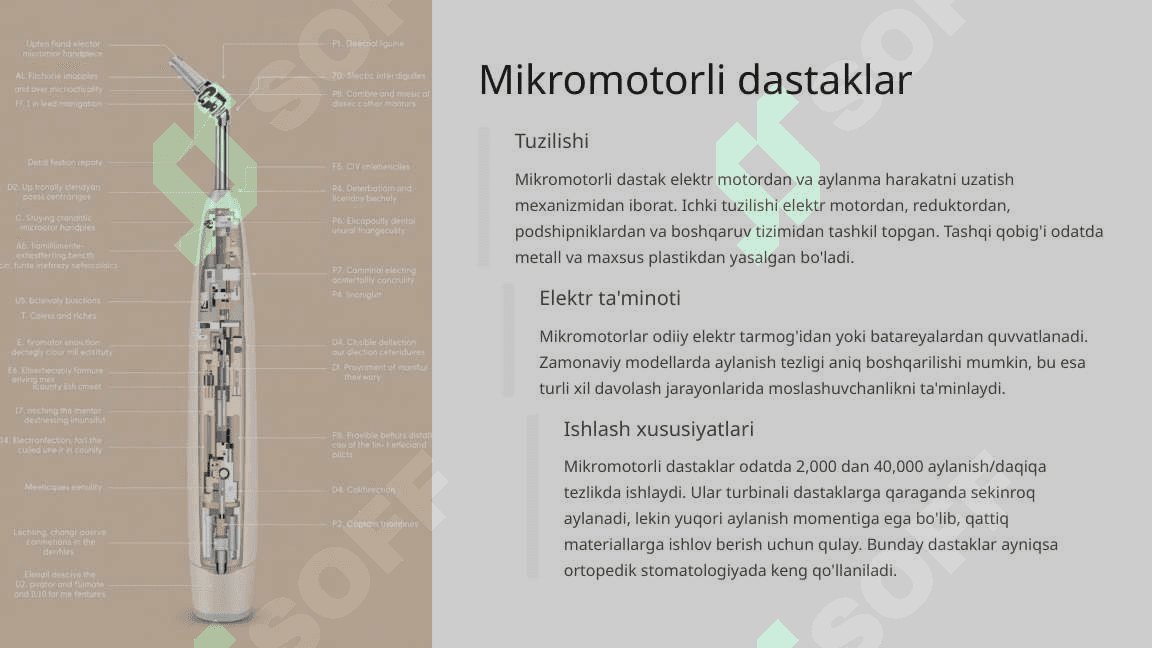 Stomatologiyada qo‘llaniladigan dastalar va dastaklar turlari. Ularni o‘rnatish qoidalari. 6