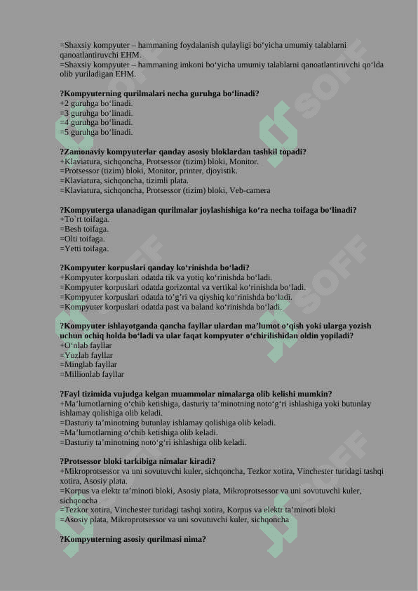 Kompyuter ta’minoti fanidan testlar 3