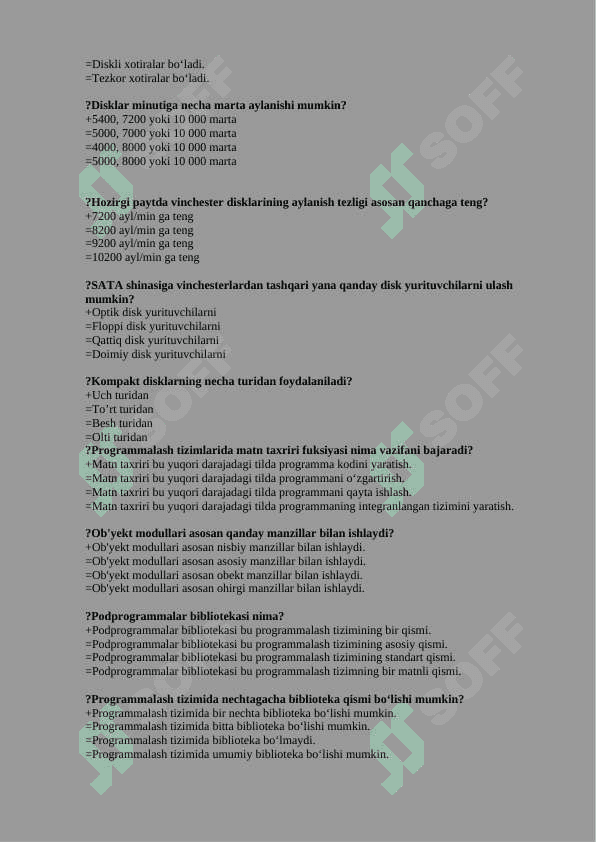 Kompyuter ta’minoti fanidan testlar 7