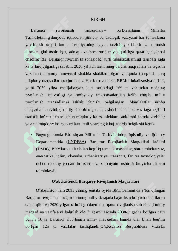 Barqaror rivojlanish va tabbiy resurslar tasnifi 2