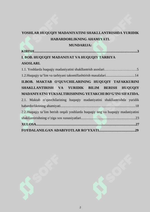 Yoshlar huquqiy madaniyatini shakllantrishda yuridik habardorlikning ahamiyati 2