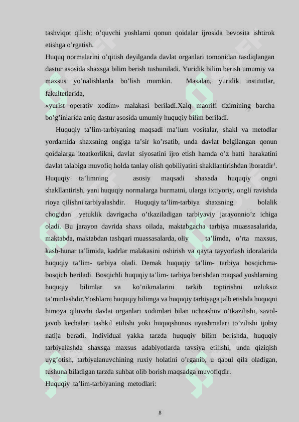 Yoshlar huquqiy madaniyatini shakllantrishda yuridik habardorlikning ahamiyati 8