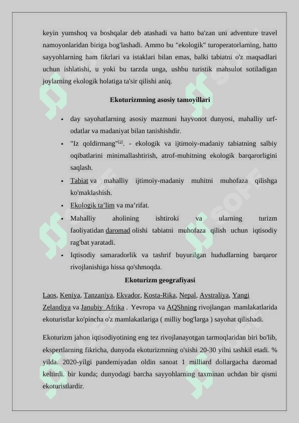 Ekoturistik rayonlashtirishni turlari ,mazmuni va mohiyati. 4