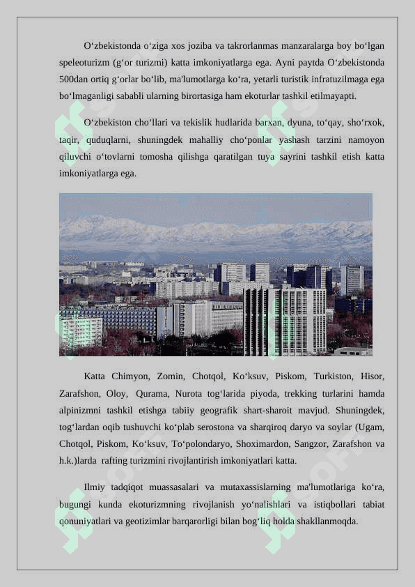 Ekoturistik rayonlashtirishni turlari ,mazmuni va mohiyati. 7