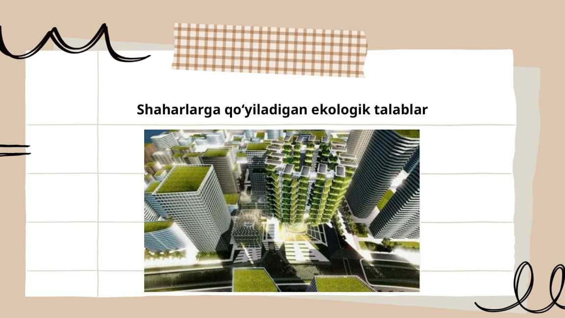 Shaharlarga qoʻyiladigan ekologik talablar 1