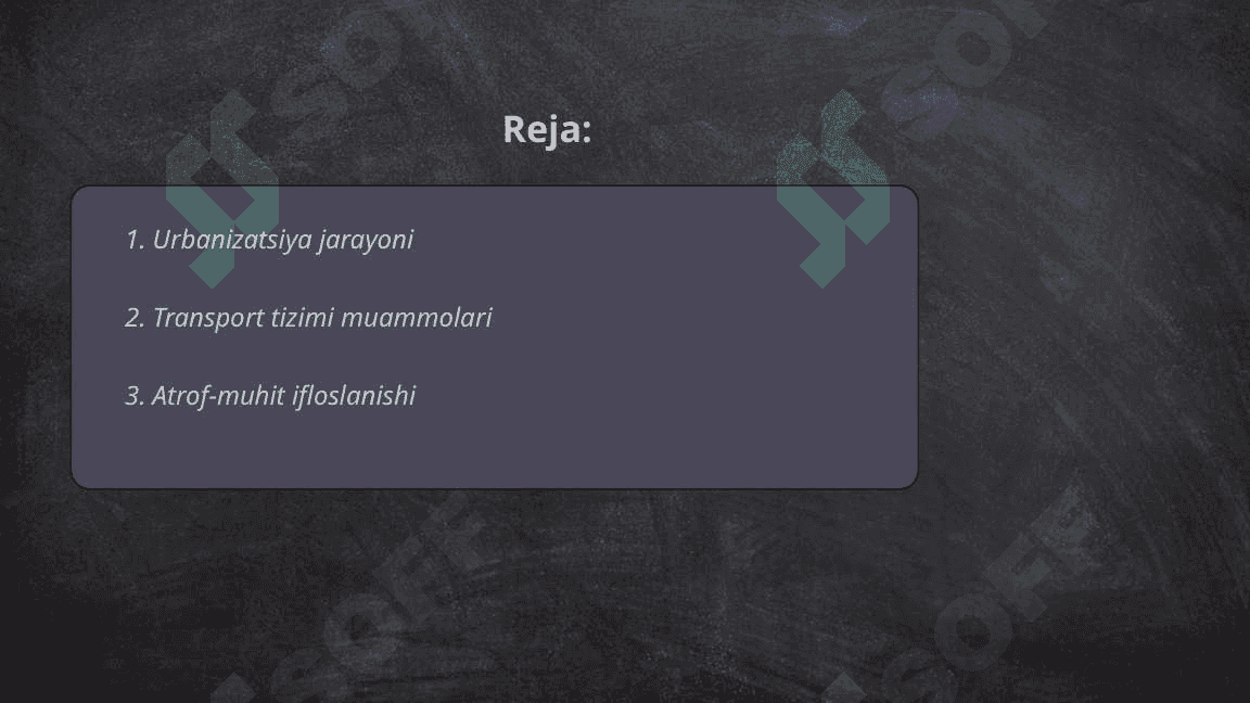 Shaharlarning rivojlanish muammolari 2
