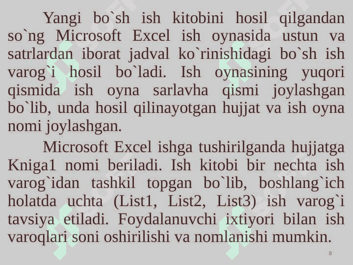 Jadval rеdaktоrlardan iqtisоdiy masalalarni yеchish jarayonida fоydalanish 8