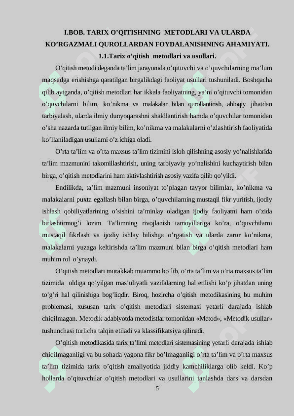 TARIX DARSLARIDA KO'RGAZMALI O'QITISH 5