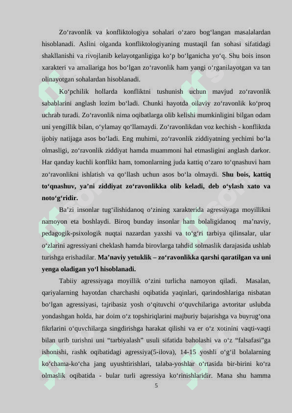 Agressiya zo‘ravonlikni konflektiv vaziyatga tasiri 4