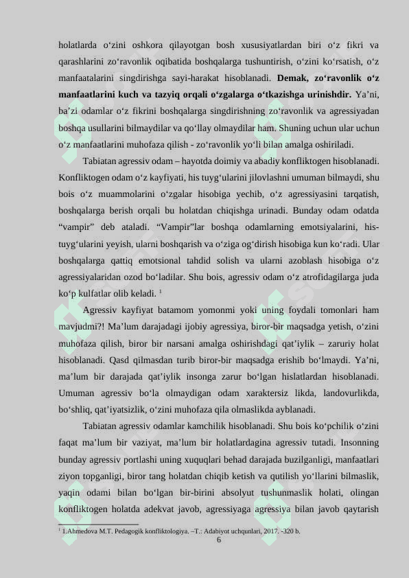 Agressiya zo‘ravonlikni konflektiv vaziyatga tasiri 5