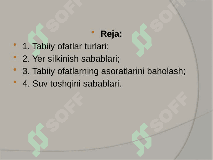 Tabiiy tusdagi favqulodda vaziyatlar turlari 2