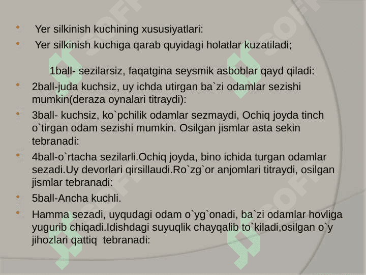 Tabiiy tusdagi favqulodda vaziyatlar turlari 7
