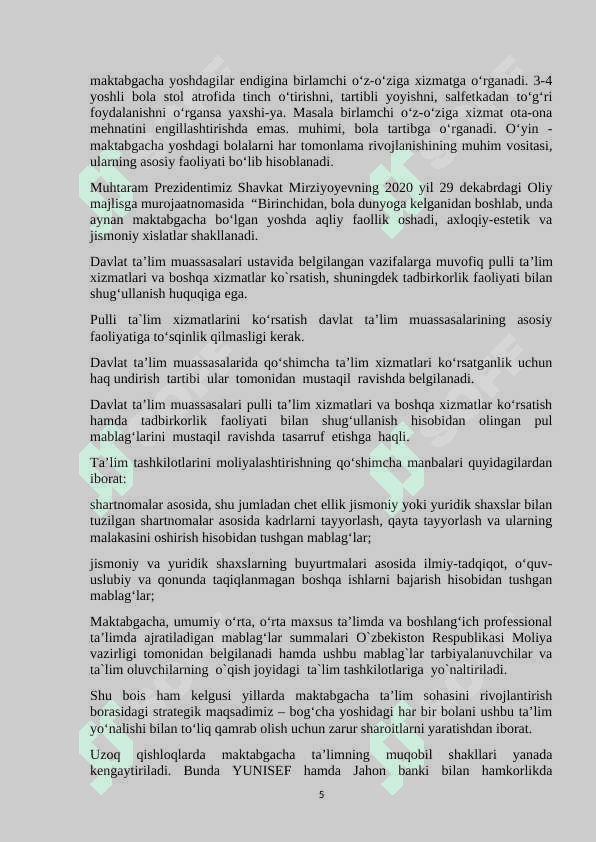 O’zbekiston Respublikasi  Vazirlar Mahkamasining ta’lim sohasidagi vakolatlari 5
