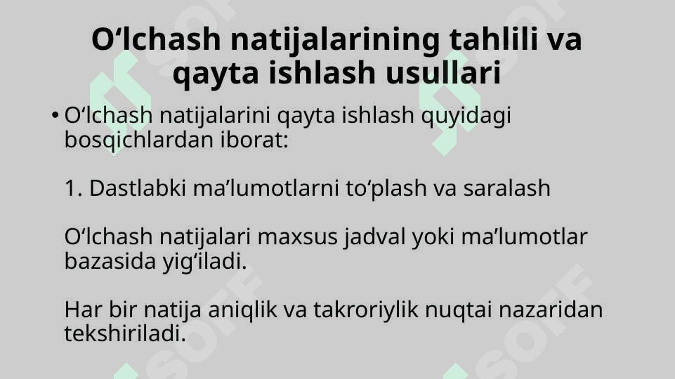 Oʻlchash natijalarini qayta ishlash 4