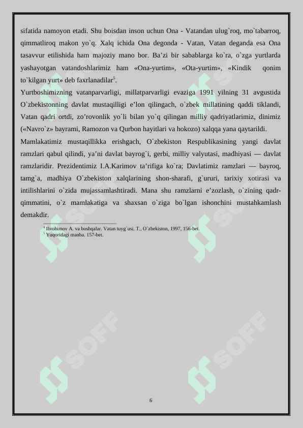 1-sinf “o’qish kitobi” darsligida keltirilgan o’tmishni o’rganish mavzusidagi asarlarning o’quvchilarda vatanparvarlik ruhi shakillanishidagi ahamiyati 6