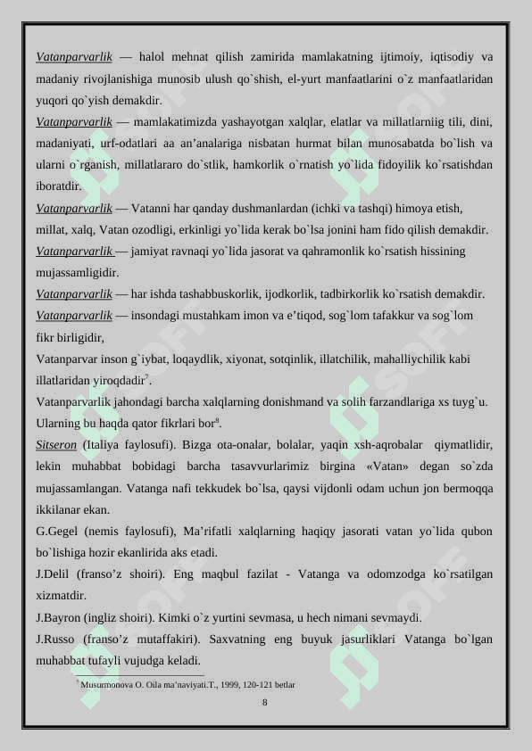 1-sinf “o’qish kitobi” darsligida keltirilgan o’tmishni o’rganish mavzusidagi asarlarning o’quvchilarda vatanparvarlik ruhi shakillanishidagi ahamiyati 8