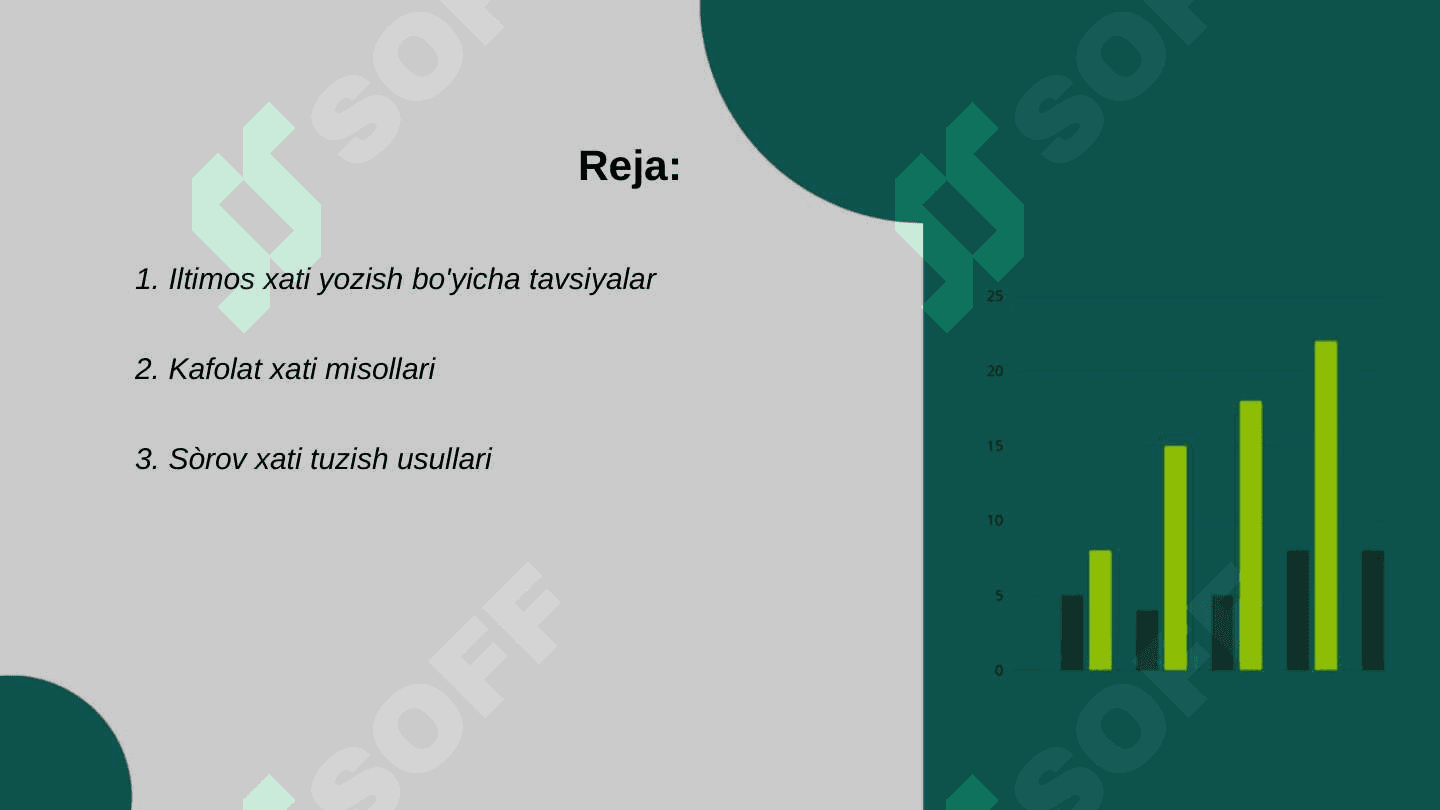 Iltimos xati, kafolat xati. Eslatma xati. Diplomatik Sòrov xati, tadiq xati. yozishmalarning turlari. Tijorat Farmoyish xati, eslatma xati. Marjona Abdimuratova Diplomatik yozishmalarning turlari. Tijorat yozishmalari. Xodimlar faoliyatiga doir hujjatlar. 2