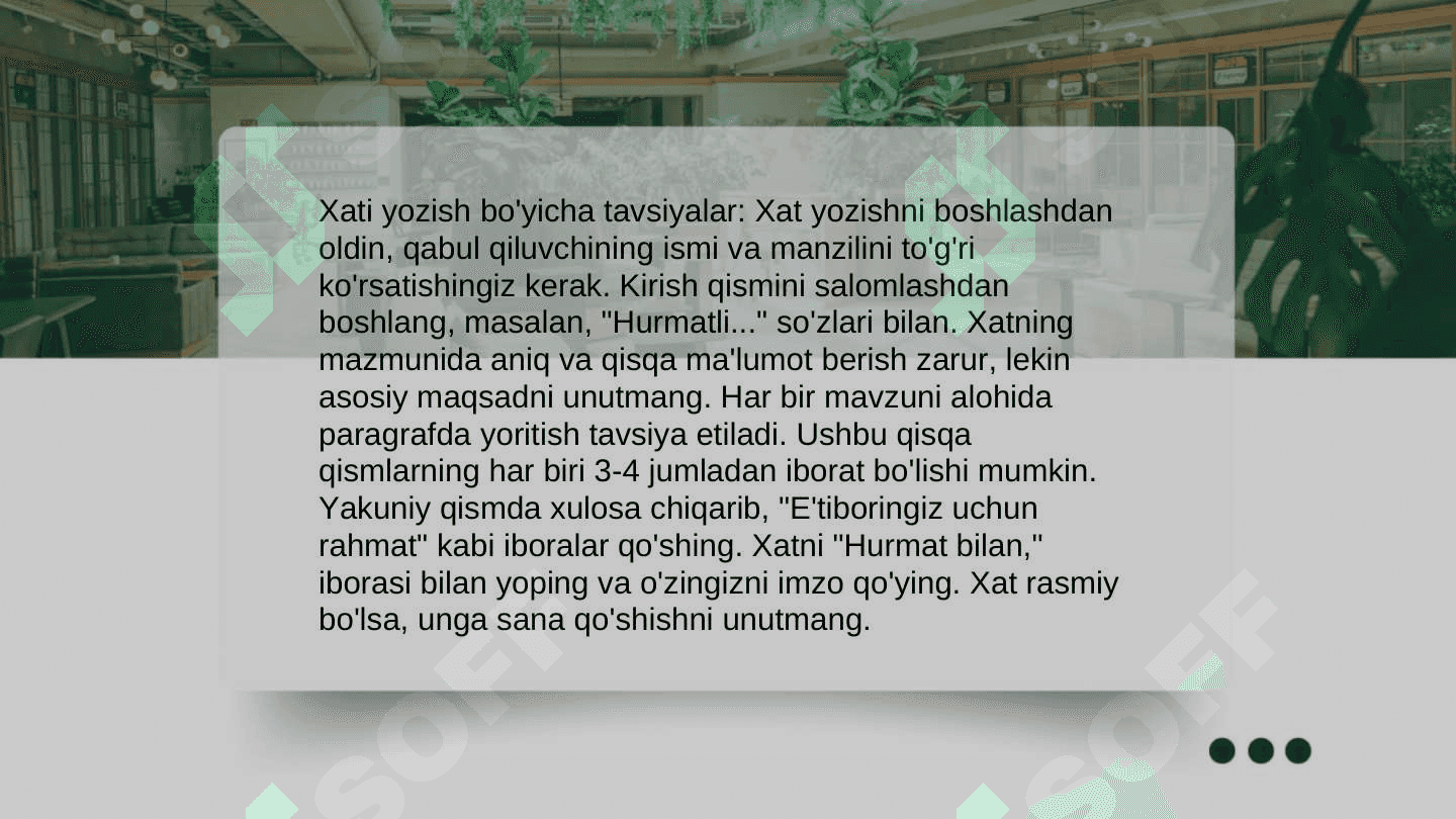 Iltimos xati, kafolat xati. Eslatma xati. Diplomatik Sòrov xati, tadiq xati. yozishmalarning turlari. Tijorat Farmoyish xati, eslatma xati. Marjona Abdimuratova Diplomatik yozishmalarning turlari. Tijorat yozishmalari. Xodimlar faoliyatiga doir hujjatlar. 3