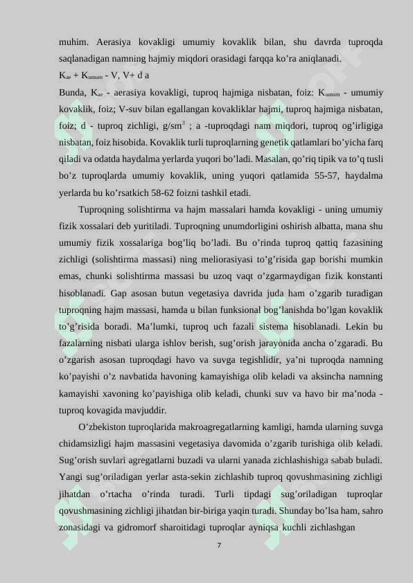 TUPROQNING FIZIK XOSSALARI 7
