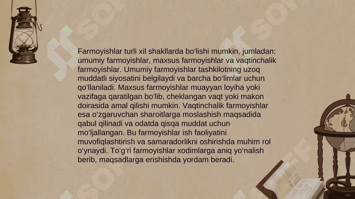Farmoyish hujjatlari. Buyruq, buyruqdan kòchirma. Koʻrsatma, farmoyish. Ma‘lumot-axborot hujjatlari. 4