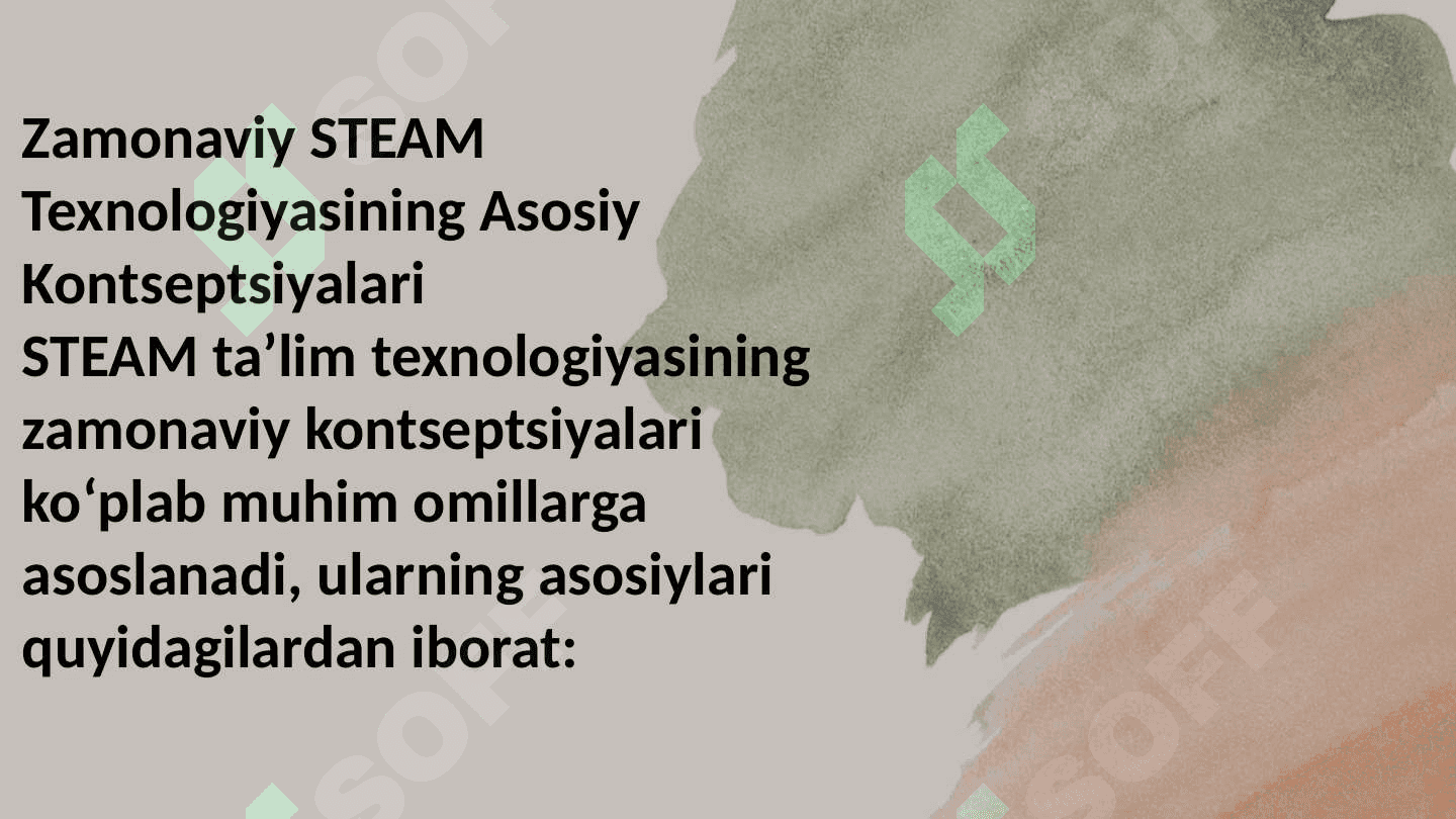 STEAM texnologiyasi kontseptsiyasining zamonaviy kontseptsiyalari. Yangi pedagogik texnologiya va faol pedagogik usullar asosida dars ishlanmalarini tayyorlash va tahlil qilish. 2