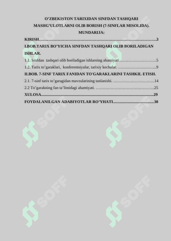 O‘zbekiston tarixidan sinfdan tashqari mashg’ulotlarni olib borish 2