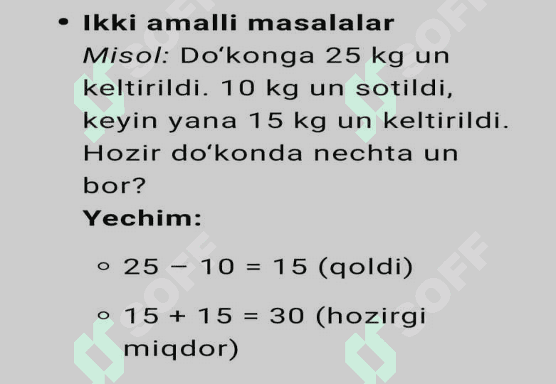 Boshlangʻich sinf matematika darsidan masala yechish 7