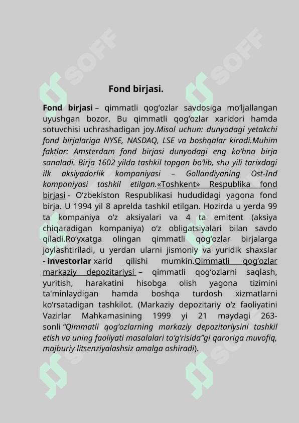 FOND BIRJA FAOLIYATI. 2