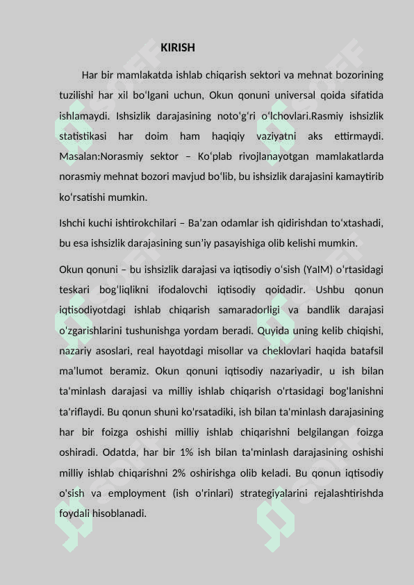 Okun qonuni haqida batafsil tushuncha. 2