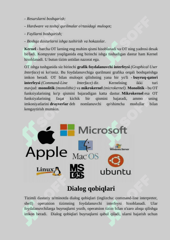 KOMPYUTERNING DASTURIY TA’MINOTLARI 2